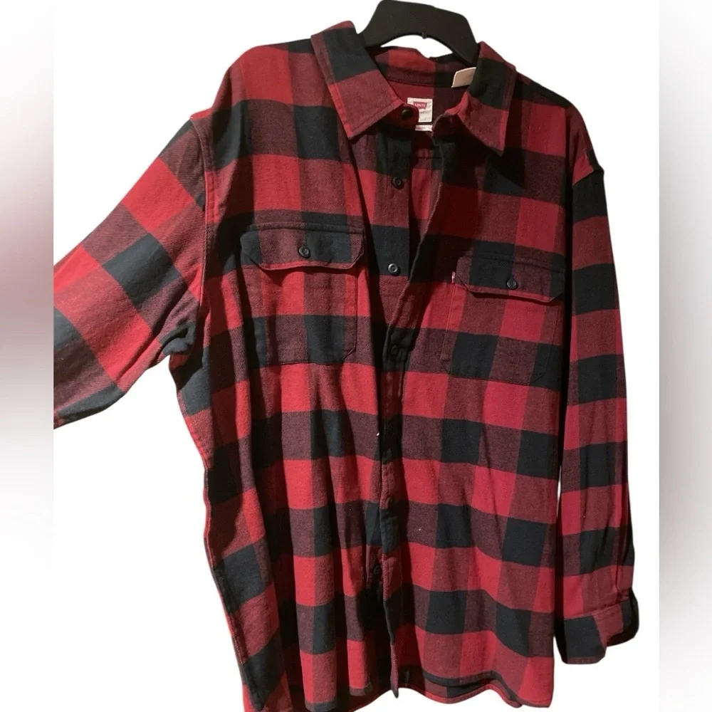 100% Cotton Levi's Red and Black Checkered Men's Shirt